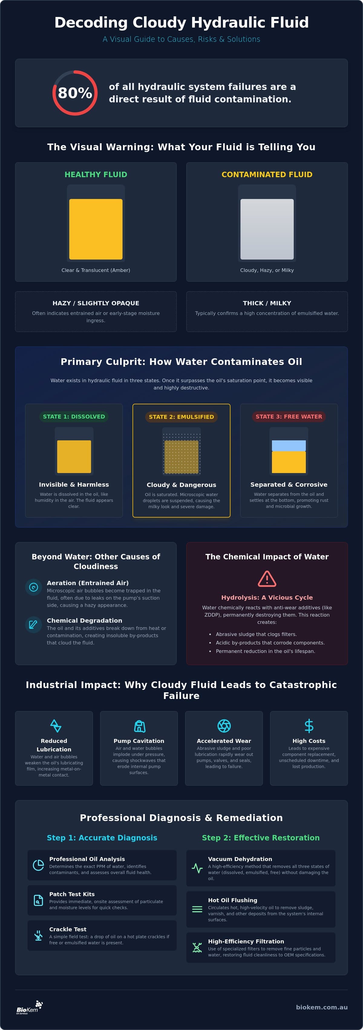Cloudy Hydraulic Fluid Causes: Identifying and Resolving Oil Contamination