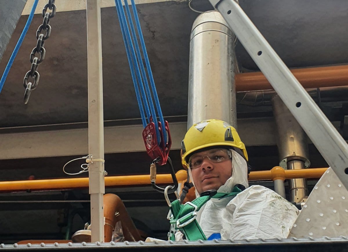 Confined Space Entry for lube oil tank inspection and cleaning