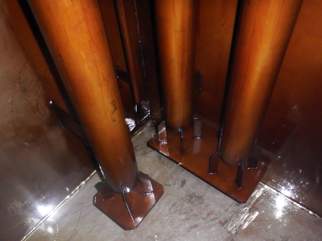 before photos taken during a reservoir cleaning at an ammonia nitrate plant