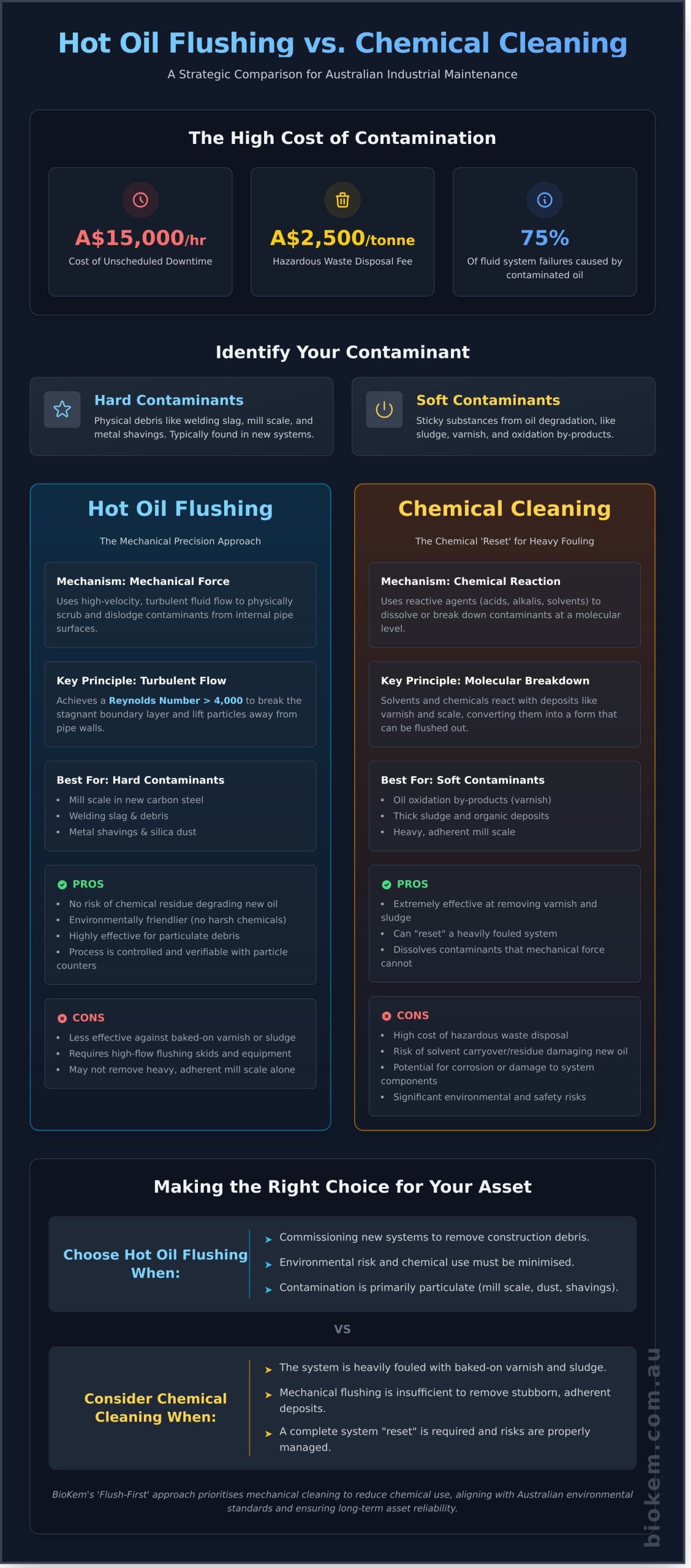 Hot Oil Flushing vs. Chemical Cleaning: Choosing the Right Method for Your Industrial Assets