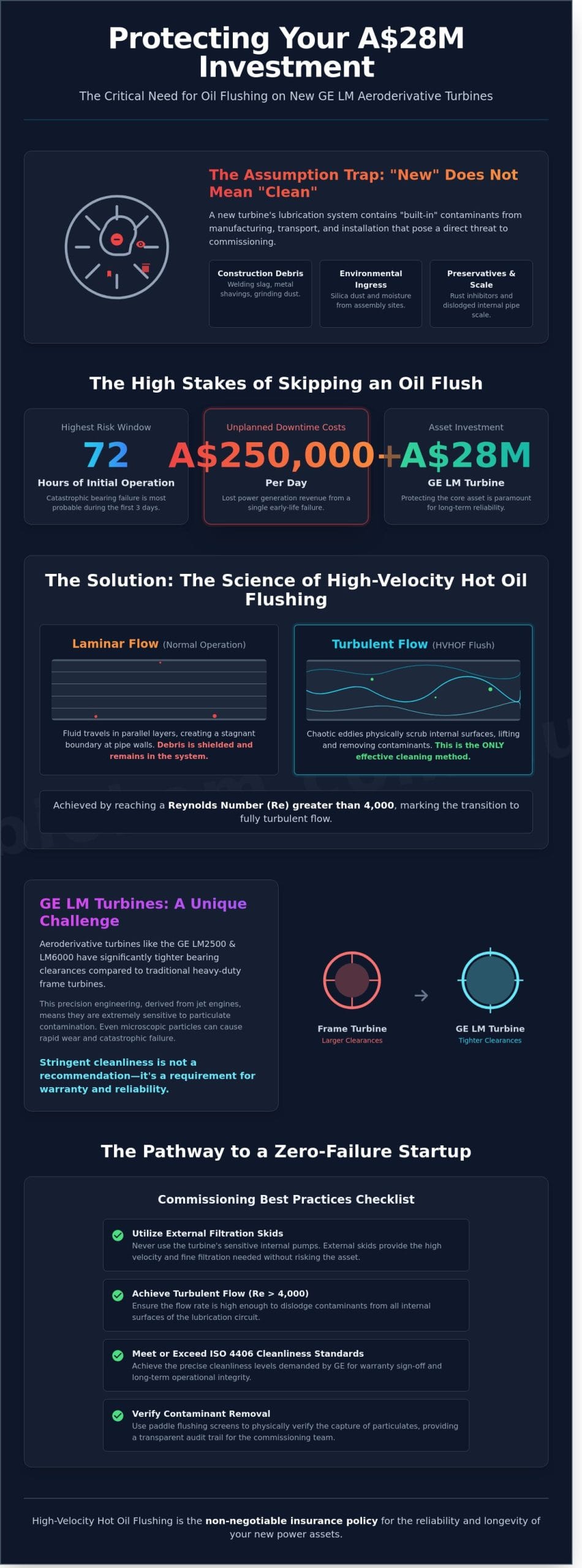 The Critical Importance of Oil Flushing for Commissioning New GE LM Turbines