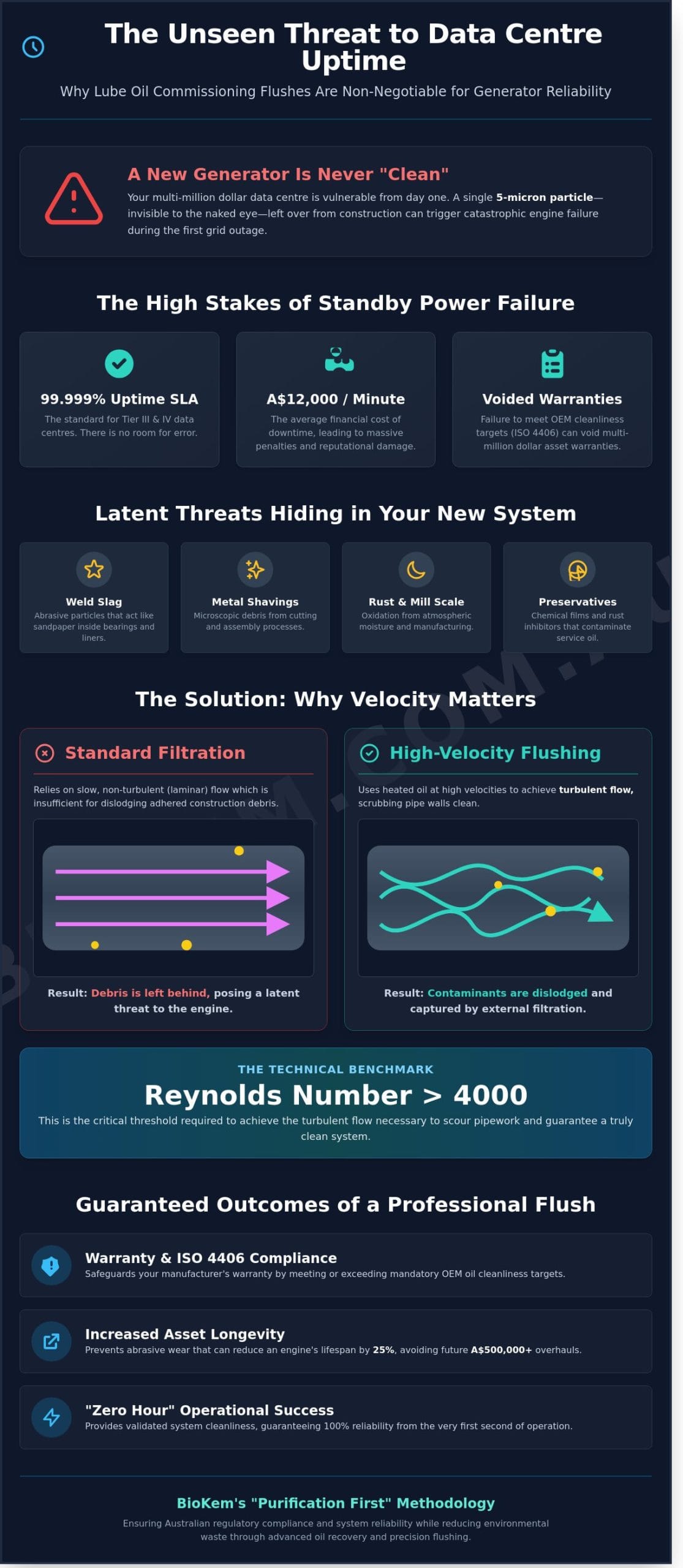 The Importance of Conducting Lube Oil Commissioning Flushes on Data Centre Generators
