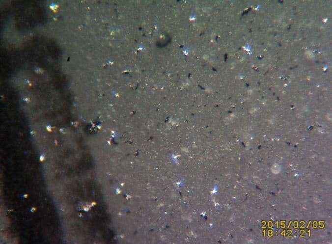 100X oil sample view failure debris